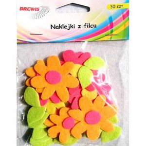Naklejki z filcu Brewis Kwiatki, 30szt